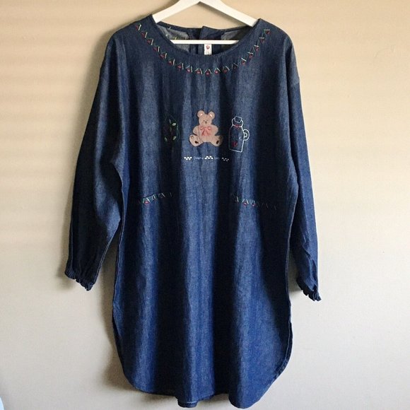 Kuma Heart Women’s Denim Knee Length Dress - Picture 1 of 10